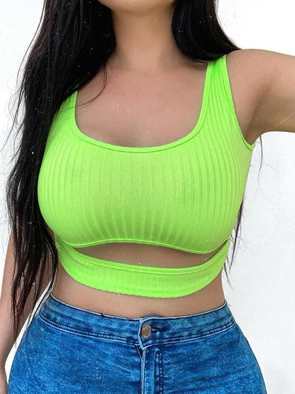 Sexy Cut Out Hollow Plain Tanks