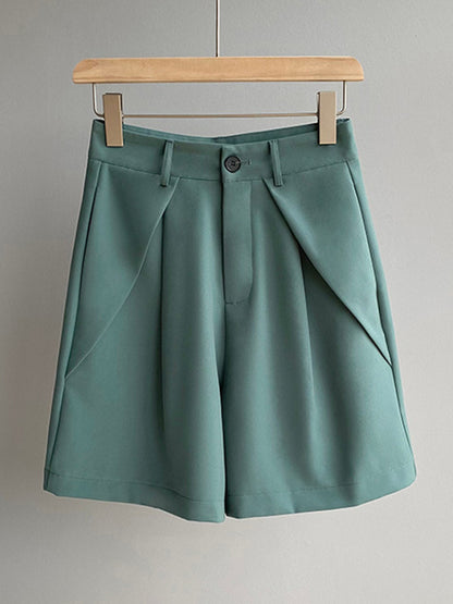 Original Solid Color High-Waisted Wide-Leg Column Shorts