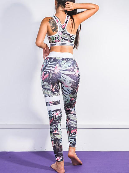Printed Wrap Elastic Yoga Suits