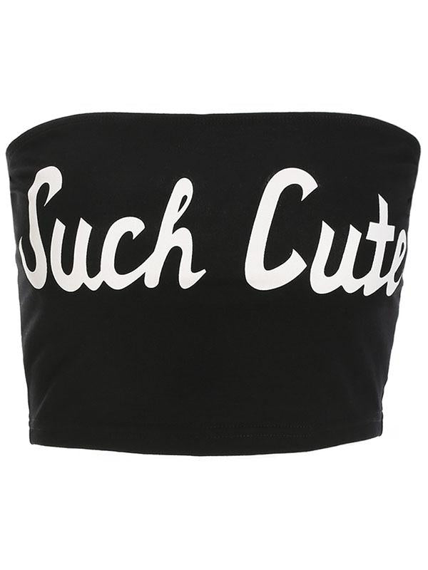 Street Casual Hip-Hop Letter Printed Strapless Tank