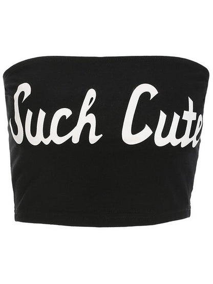 Street Casual Hip-Hop Letter Printed Strapless Tank
