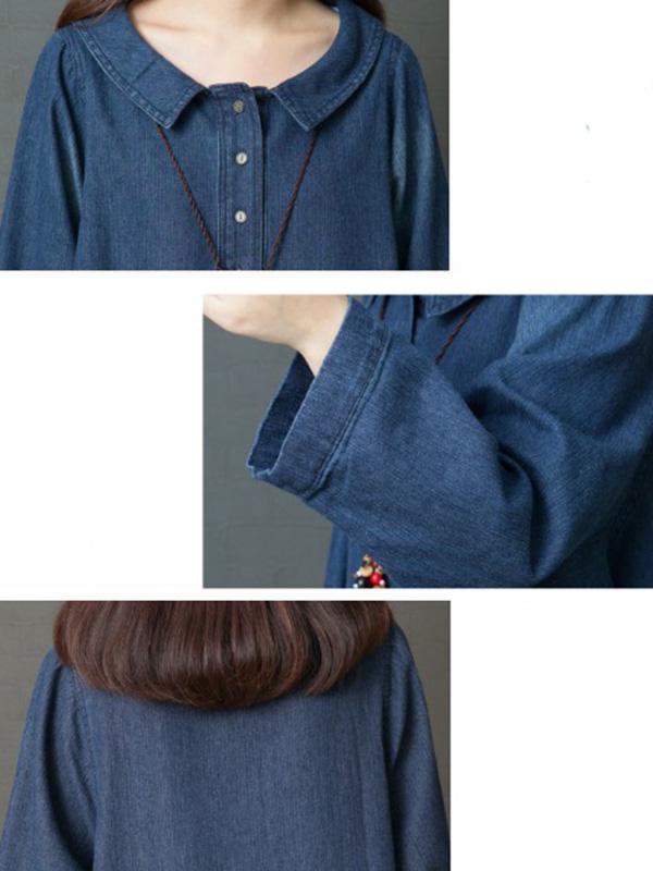 Plus Size Loose Denim Shirt Maxi Dresses