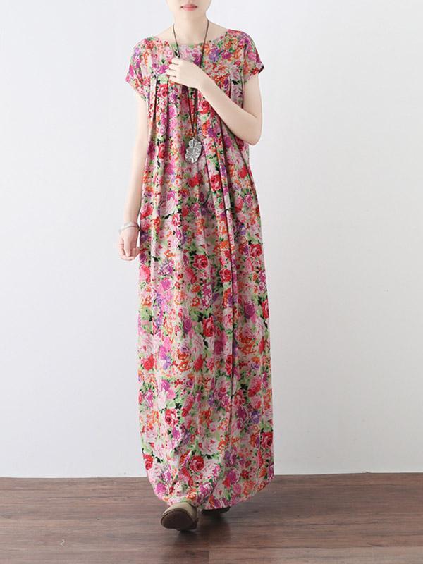 Original Floral Round-Neck Dress