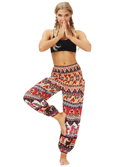 Bohemia Stripes Printed Elastic High Waisted Knickerbockers& Yoga Pants