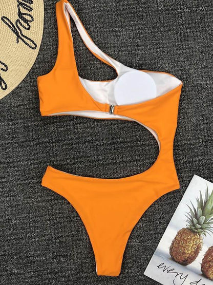Sexy Cropped Solid One-piece Swimwear