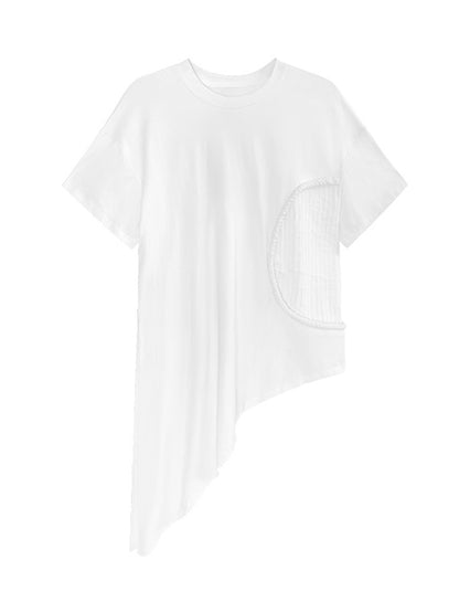 Original Irregular Solid Color Split-Joint T-Shirt Top