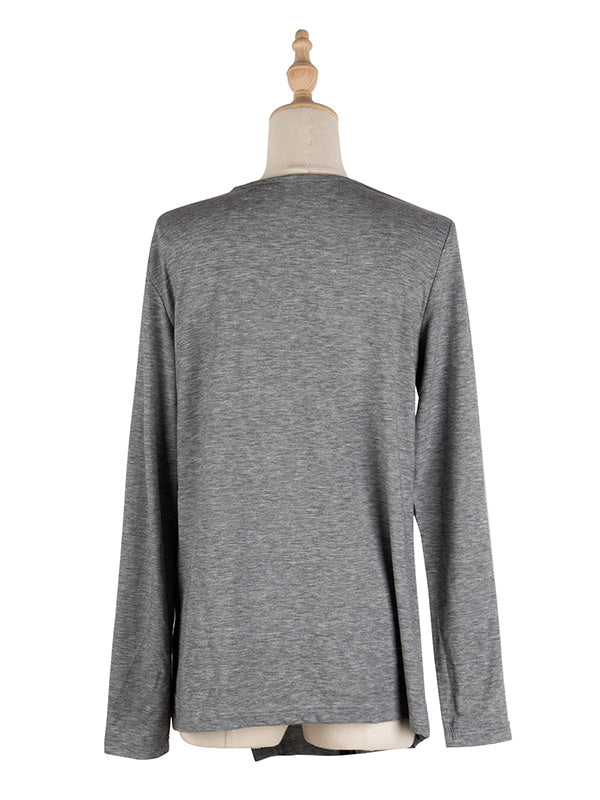 Casual Round-Neck Buttoned Asymmetric T-Shirt