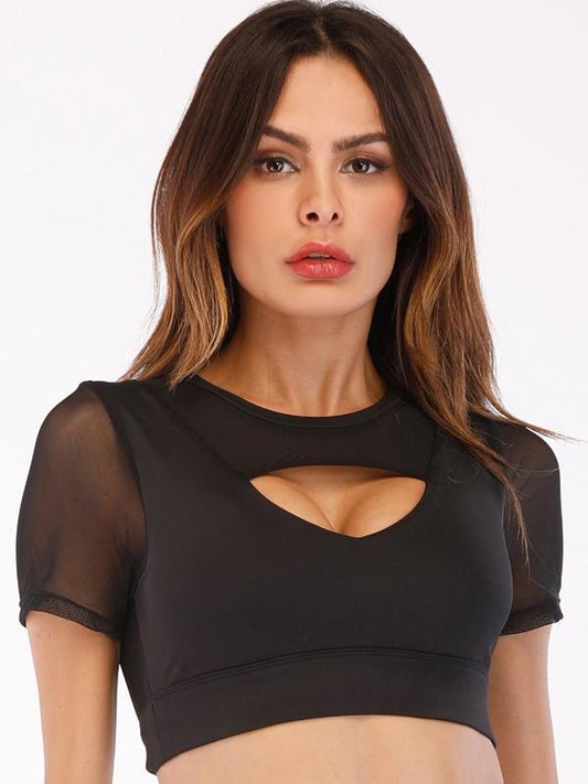 Breathable Mesh Short Sleeve Cut Out Tee