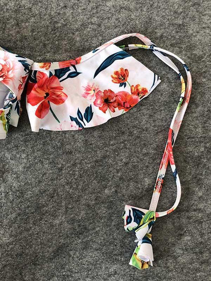Off-the-shoulder Floral Bandeau Bikini