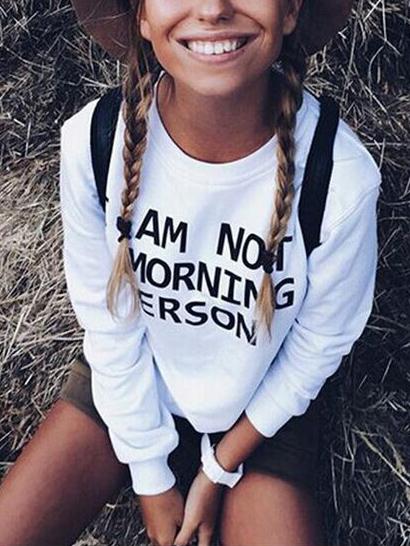 Letter Print Long Sleeves T-Shirts Tops
