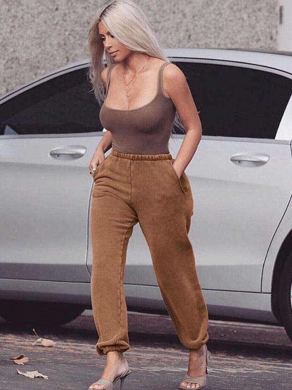 Simple Solid Color Athletic Pants