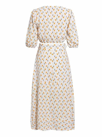 Fashion V-neck Tall Waist Printing Suits