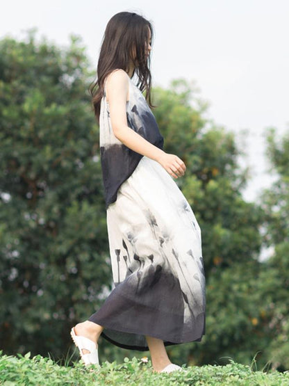 Printed Ink Wash Painting Vest
