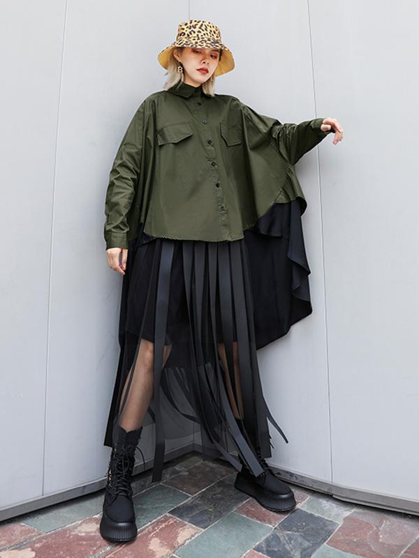 Original Irregularity Split-Joint Gauze Blouses&Shirts Tops