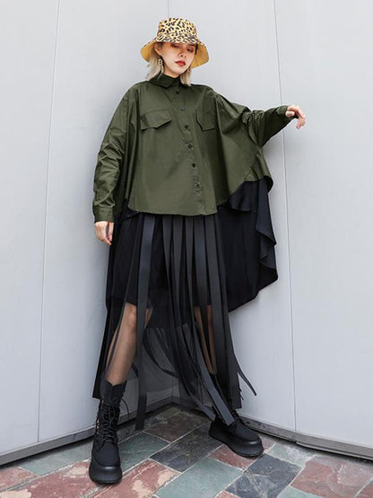 Original Irregularity Split-Joint Gauze Blouses&Shirts Tops