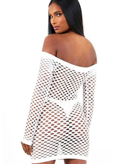 See-through Off The Shoulder Mini Dress
