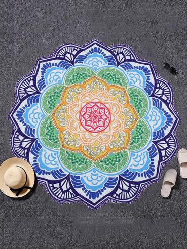 Polygonal Lotus Colorful Beach Mat