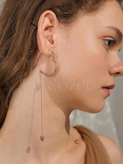 Retro Rose Gold Loving Heart Earrings