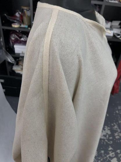 Loose Linen Apricot Split-side Ramie Long Dress