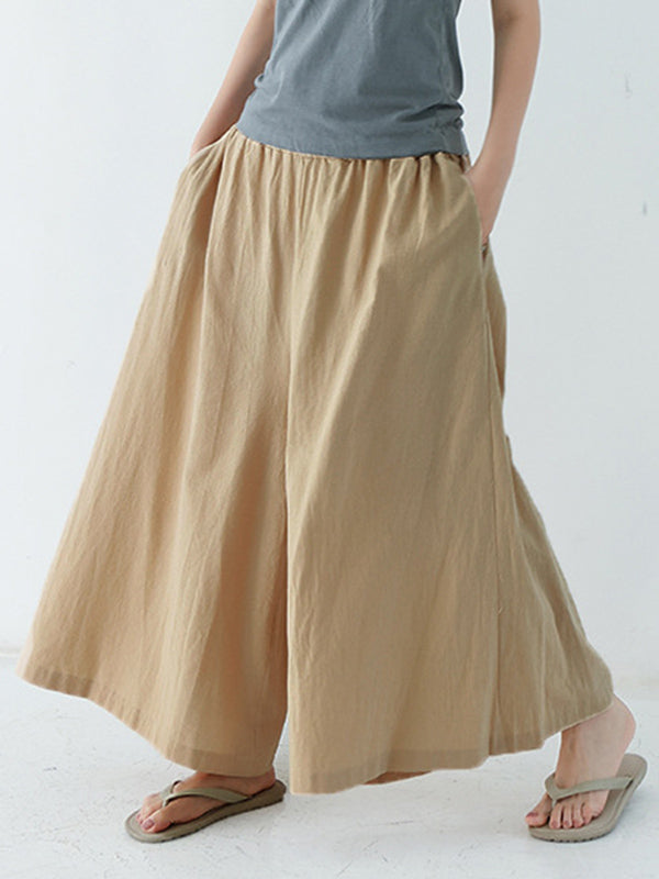 Casual 11 Colors  Solid Column Wide Leg Capri-Pants