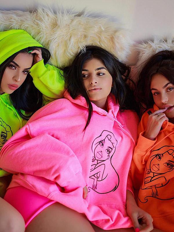 Loose Fluorescent Cartoon Figure Printed Hoodie