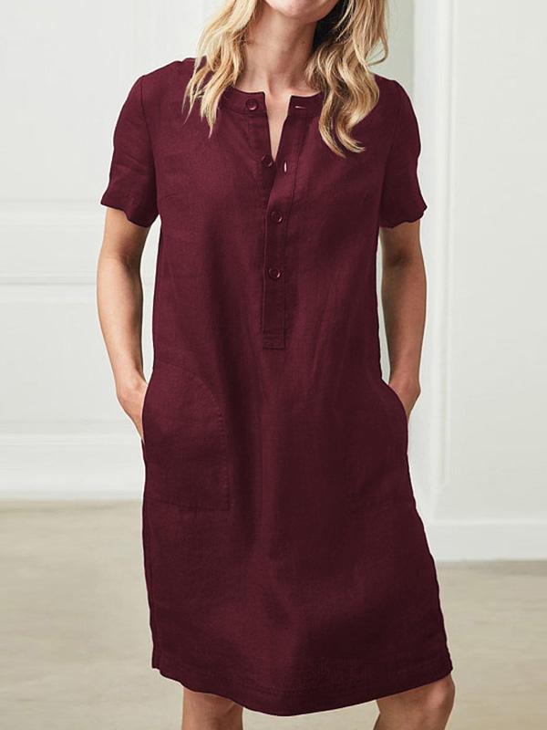 Plus Size Short Sleeves Midi Dress