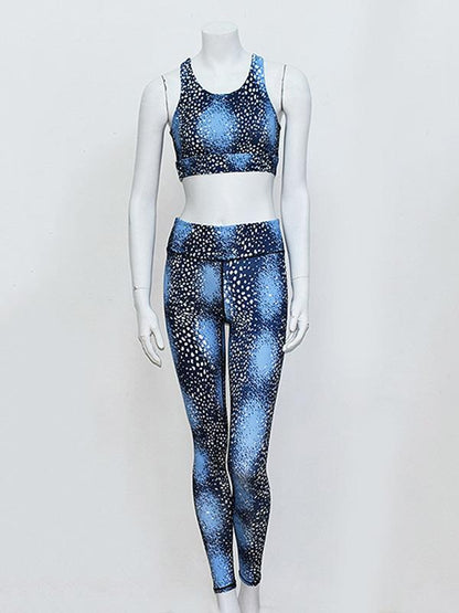 White Dots Printed Tank And Legging Yoga Suits