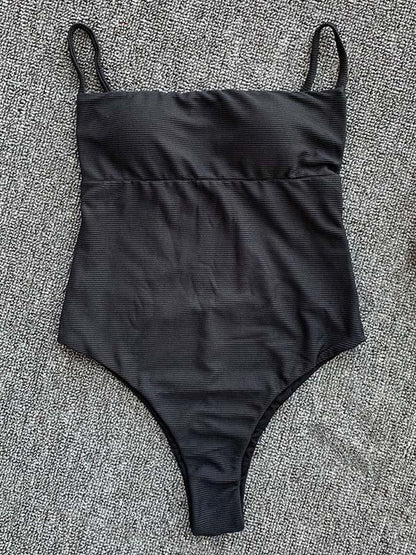 Solid Color Backless One-Piece Swimwear