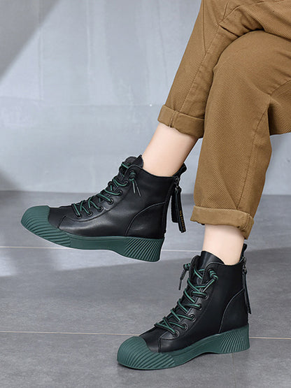 Vintage Cow Leather Zipper Martin Boots