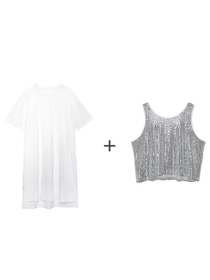 Loose Bling 2-pieces Midi Dress