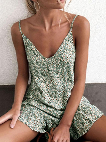 Falbala Split-joint Printed Condole Belt Dress