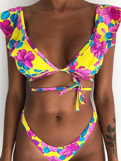 Falbala Plain&Printed Bikinis Swimwear