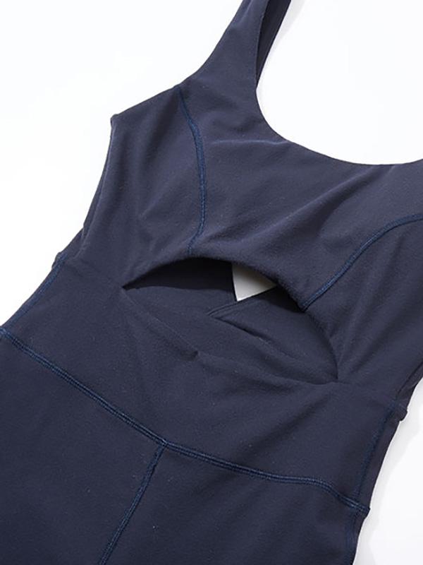 Solid Backless Yoga Jumpsuits