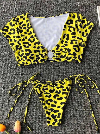 Leopard Snakeskin Plain Bikini Swimsuit