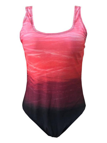 Gradient Backless One-piece Swimwear