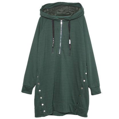 Buykud Fashion Solid Color Soft Comfortable Hooded Dress