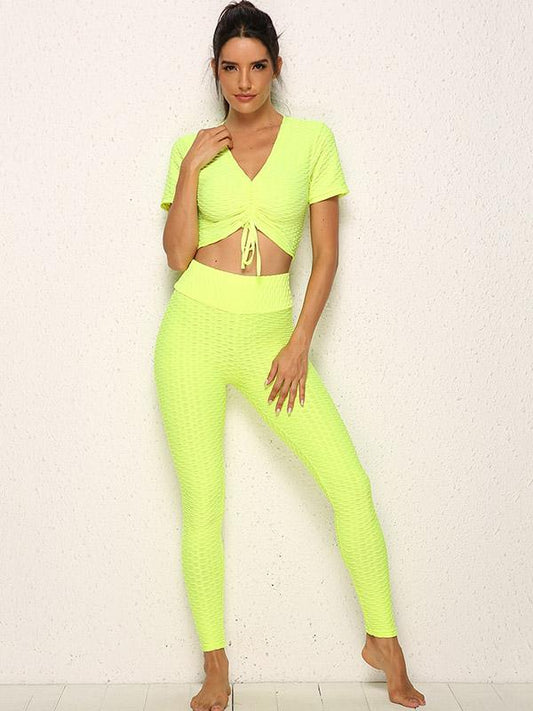 Sports Drawstring Bare Midriff T-shirt