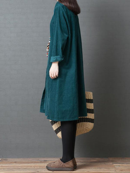 Fashion Plus Size Loose Long Sleeves Shirt Dress