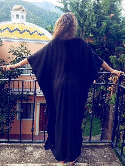 V-neck Embroidered Vacation Swimwear Cover-ups