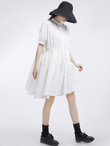Asymmetric Lantern Short Sleeves Dress