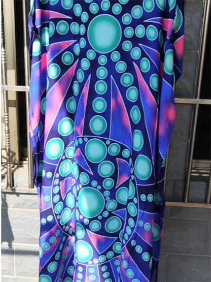 Deep Blue Printed Beach Cover-ups