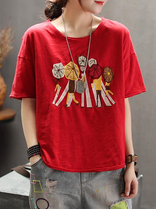Casual Embroidered T-shirt