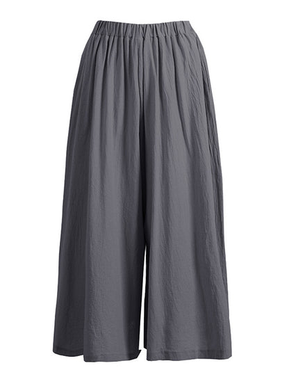 Casual 11 Colors  Solid Column Wide Leg Capri-Pants