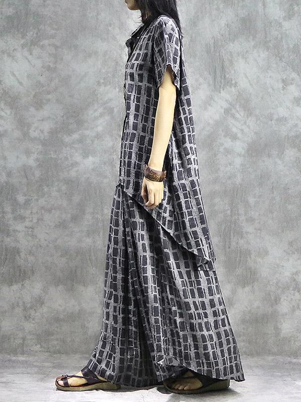 Casual Retro Linen Plaid Suit