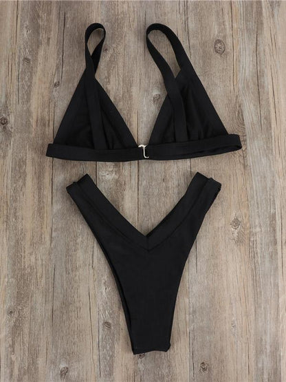 4 Colors Plain Bikinis Swimwear