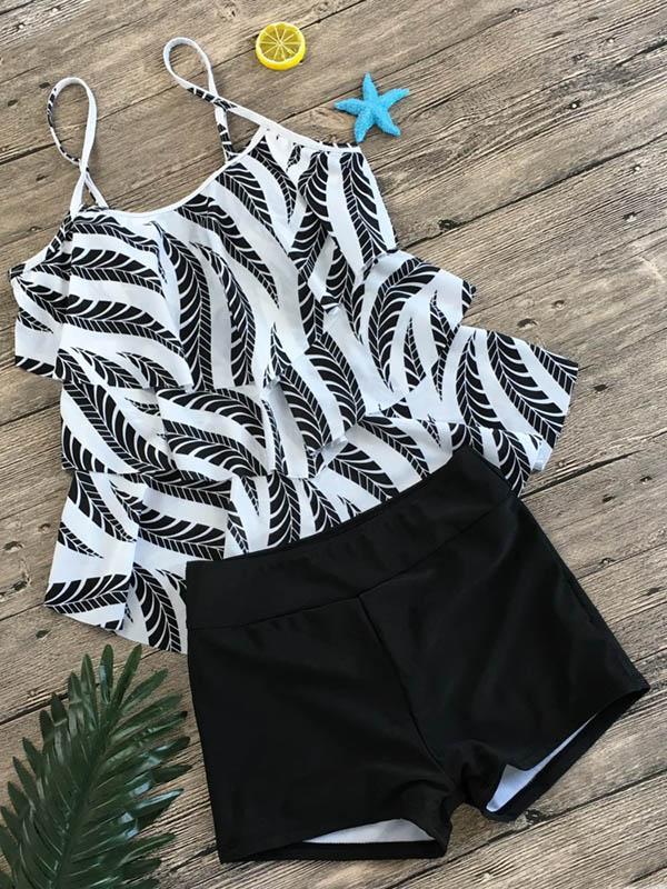 Retro Multi-Layered Tankini Swimwear