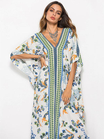 Loose Floral Printed Beach Kaftans