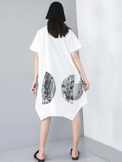 Ink Printed Cropped Shirt Dress