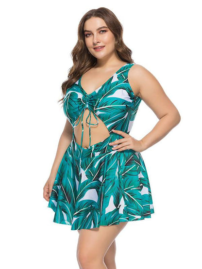 Plus Size Printed Bandage Bikinis Swimwear