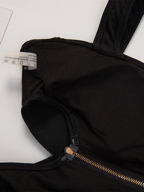 Zipper Hollow One-Piece Swimwear